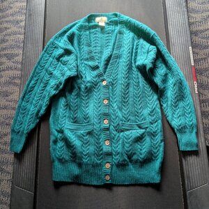 Dark Green 100% Cashmere Cardigan – Size Large